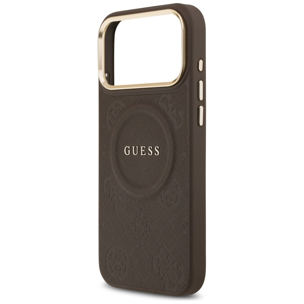 MagSafe Hülle für Apple iPhone 17 Pro Max, Guess, Peony Hot Stamp, Braun