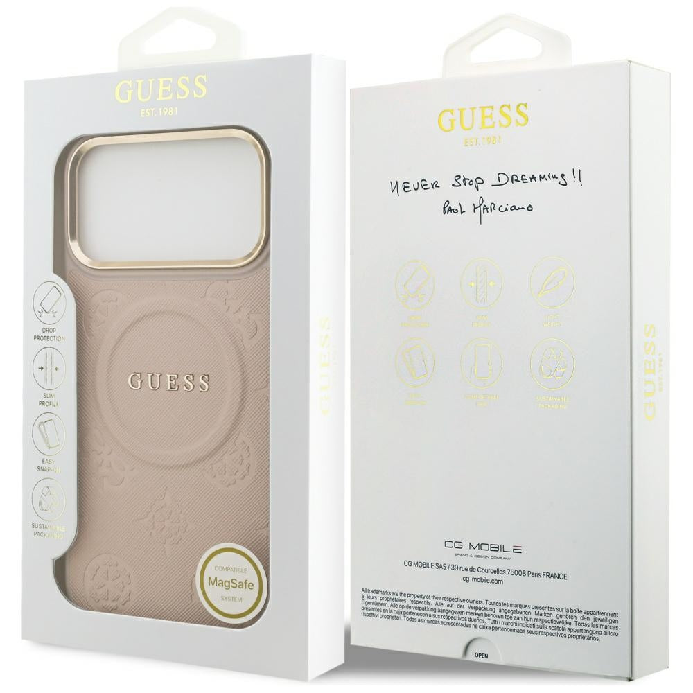 MagSafe Hülle für Apple iPhone 17 Pro Max, Guess, Peony Hot Stamp, Rosa