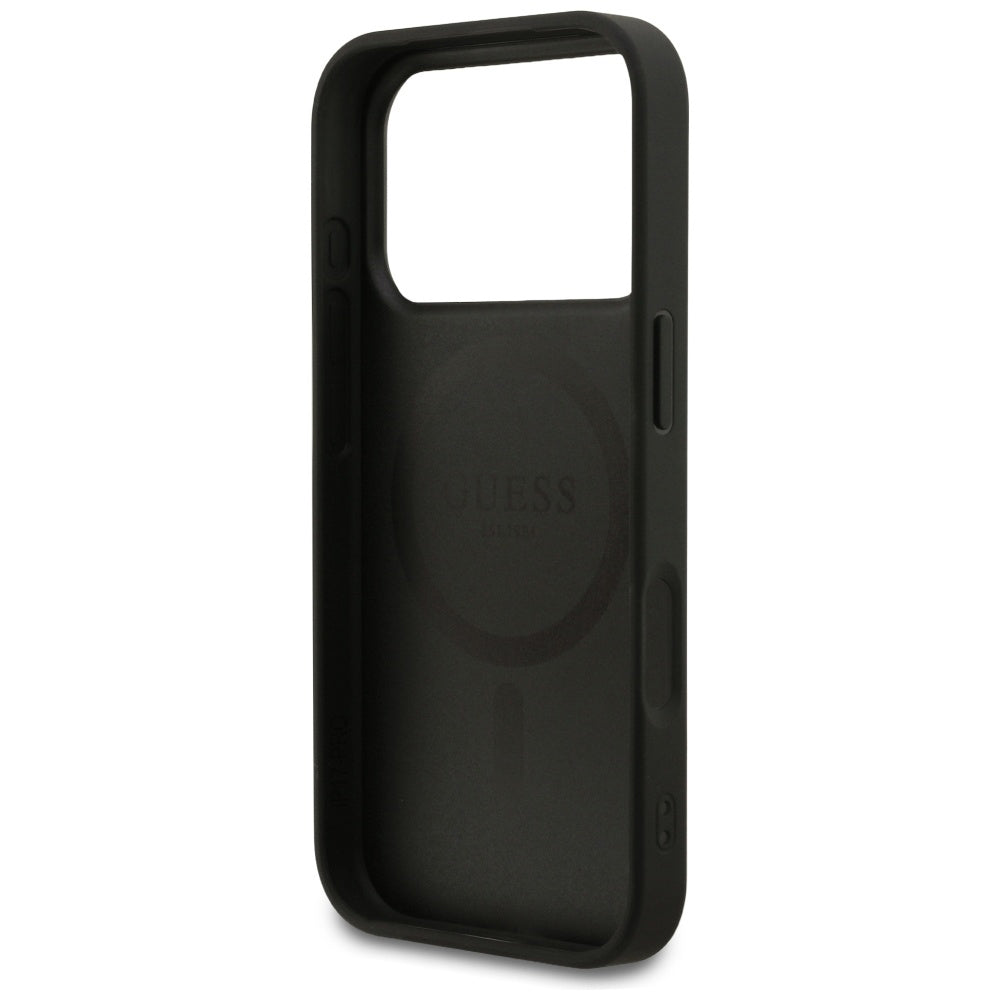 MagSafe Hülle für Apple iPhone 17 Pro Max, Guess, Saffiano Classic Logo, Schwarz