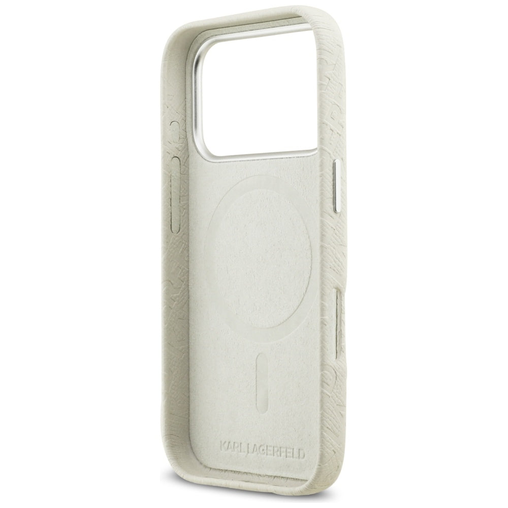 MagSafe Hülle für Apple iPhone 17 Pro Max, Karl Lagerfeld, FW Stamped Karl, Beige