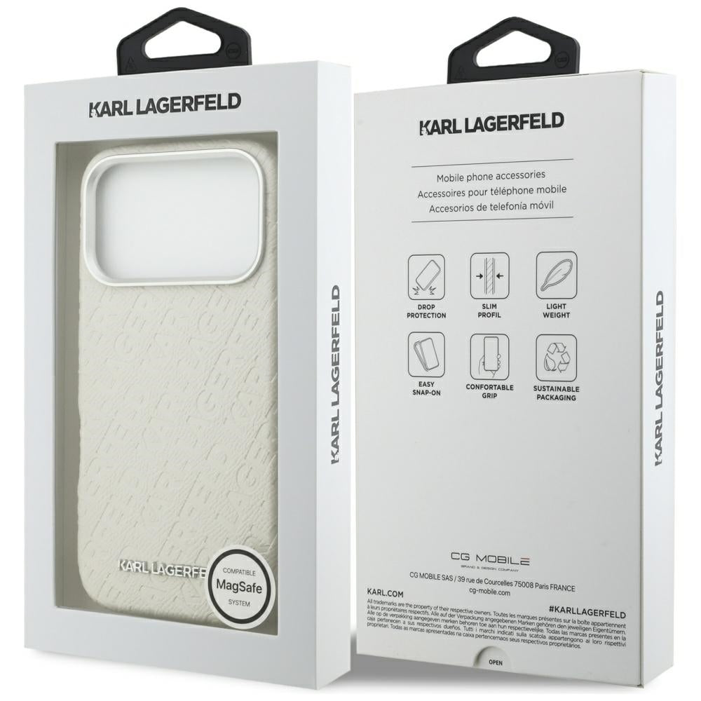 MagSafe Hülle für Apple iPhone 17 Pro Max, Karl Lagerfeld, FW Stamped Karl, Beige