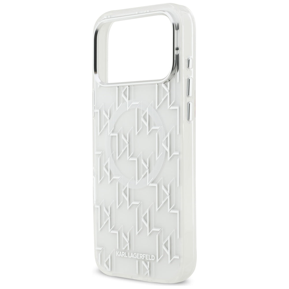 MagSafe Hülle für Apple iPhone 17 Pro Max, Karl Lagerfeld, IML KL Monogram, Weiß