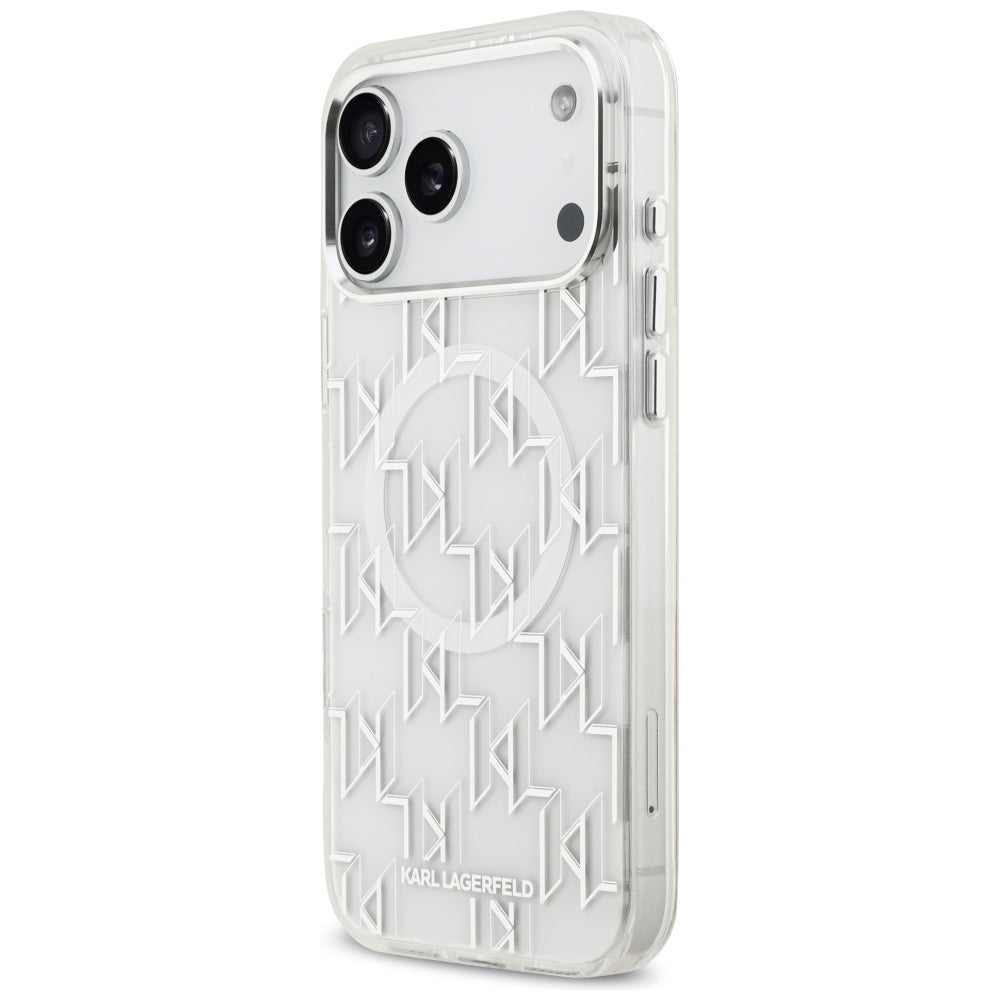 MagSafe Hülle für Apple iPhone 17 Pro Max, Karl Lagerfeld, IML KL Monogram, Weiß