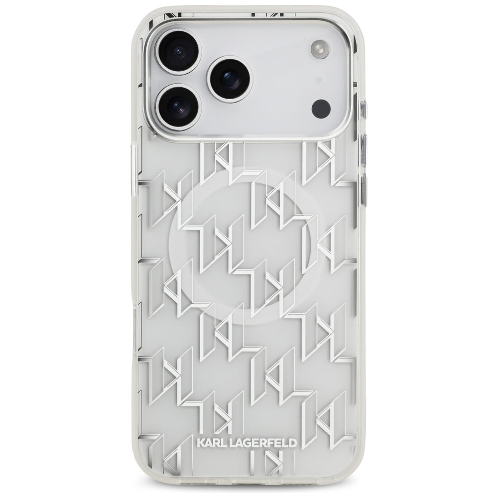 MagSafe Hülle für Apple iPhone 17 Pro Max, Karl Lagerfeld, IML KL Monogram, Weiß