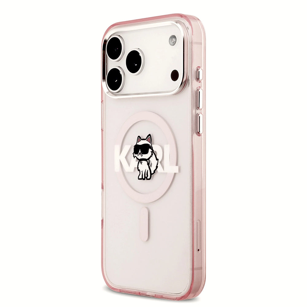 MagSafe Case for Apple iPhone 17 Pro Max, Karl Lagerfeld, IML Sketch Logo Choupette, Pink