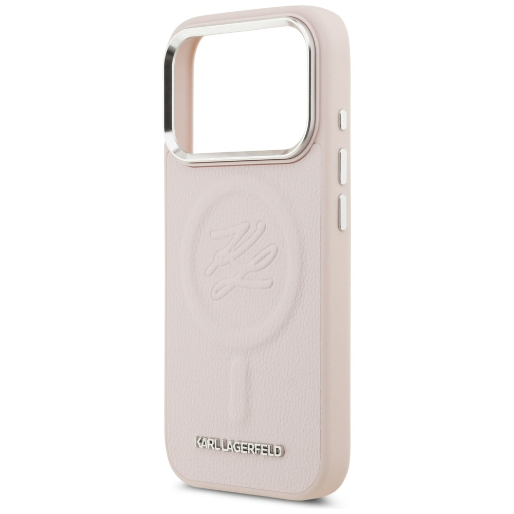 MagSafe Hülle für Apple iPhone 17 Pro Max, Karl Lagerfeld, Initial & Metal Logo, Rosa
