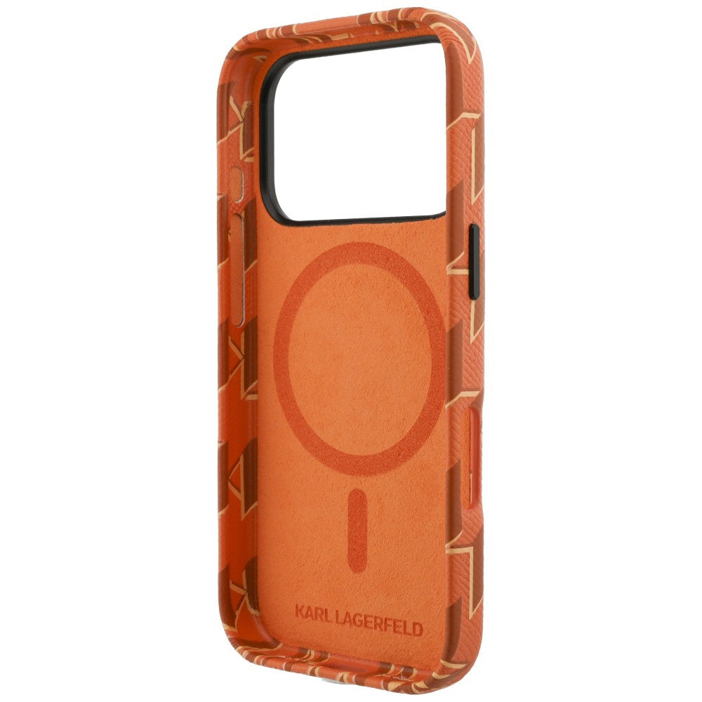 MagSafe Hülle für Apple iPhone 17 Pro Max, Karl Lagerfeld, KL Monogram Logo, Orange