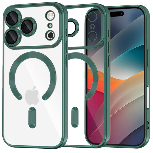 MagSafe Hülle für Apple iPhone 17 Pro Max, Techsuit, Luxury Crystal, Dunkelgrün