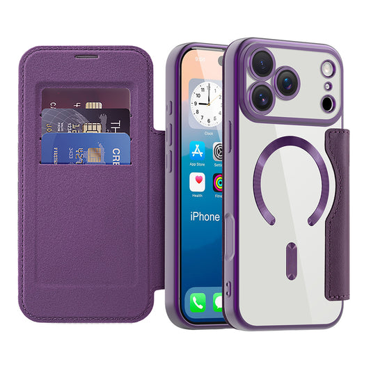 MagSafe Case for Apple iPhone 17 Pro, Techsuit, SmartMag Book, Purple