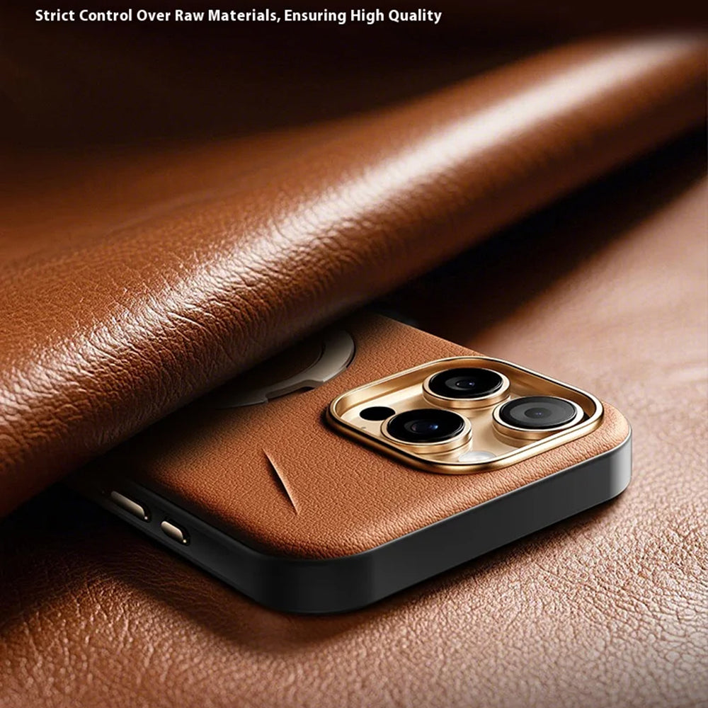 MagSafe Hülle für Apple iPhone 17 Pro, Torras, QPRO Leather, Braun