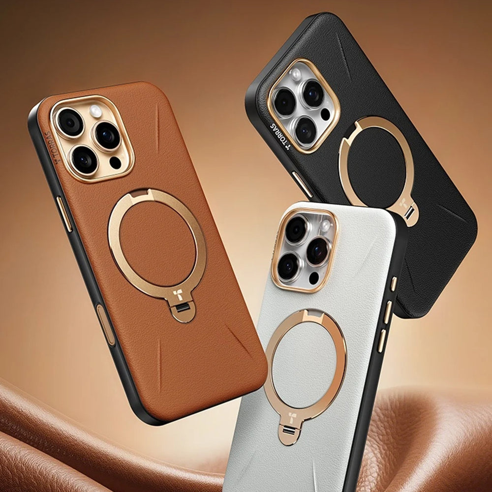 MagSafe Hülle für Apple iPhone 17 Pro, Torras, QPRO Leather, Braun