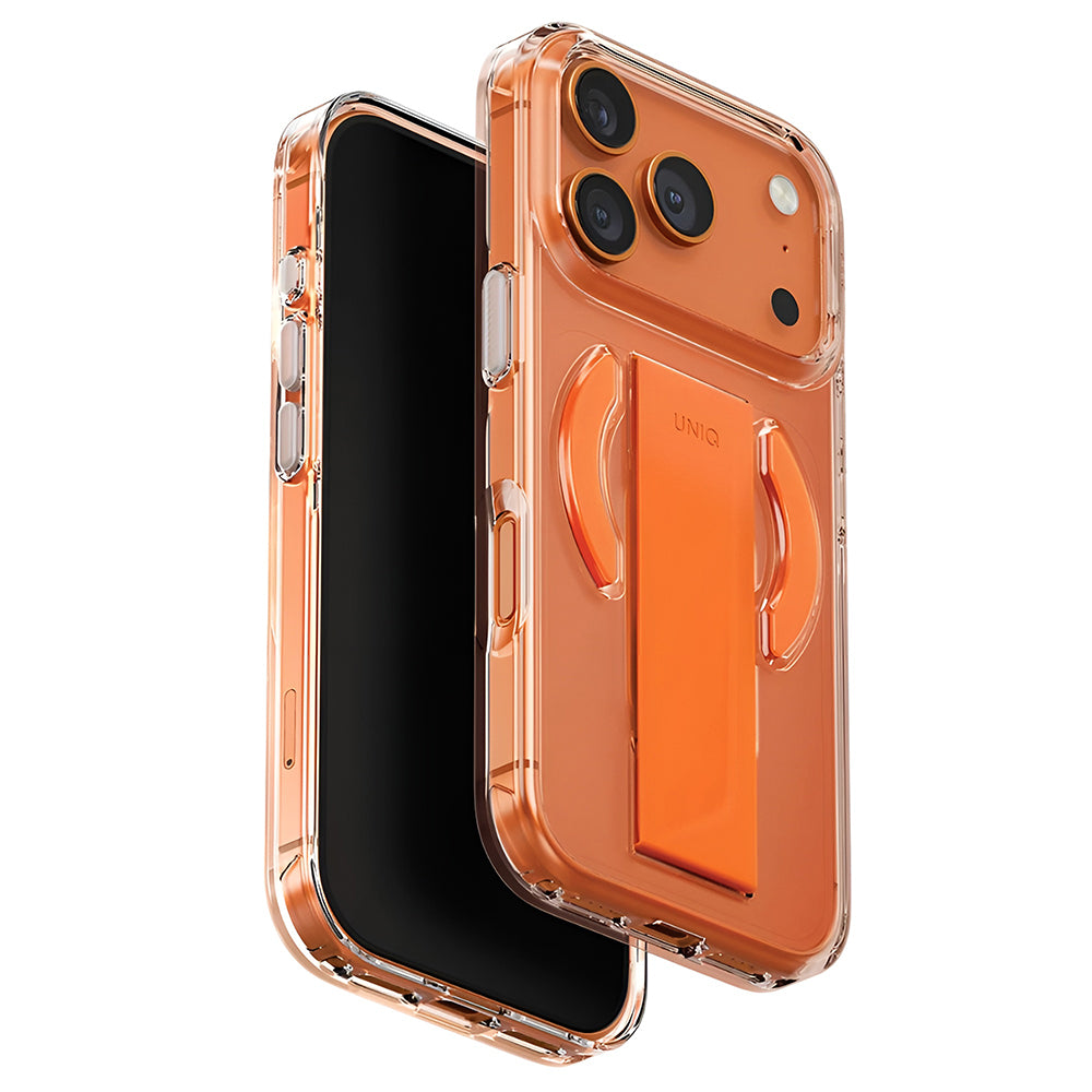 MagSafe Hülle für Apple iPhone 17 Pro, UNIQ, Heldro Air MagClick, Transparent Orange