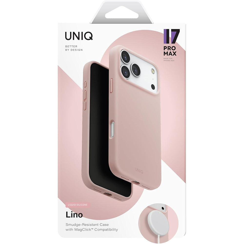 MagSafe Hülle für Apple iPhone 17, UNIQ, Lino MagClick, Rosa