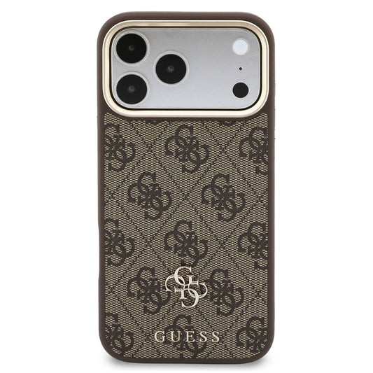 MagSafe-Hülle für Apple iPhone 18 Pro / 17 Pro, Guess, 4G Cardslot & Big Strap, Braun