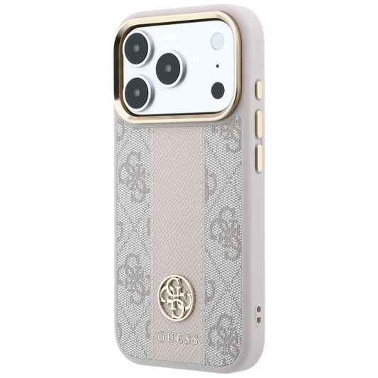 MagSafe Case for Apple iPhone 18 Pro / 17 Pro, Guess, 4G Stripe Round Classic Logo, Pink