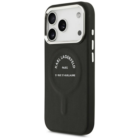 MagSafe-Hülle für Apple iPhone 18 Pro / 17 Pro, Karl Lagerfeld, EMB. Ring mit Karl RSG Logo, Schwarz