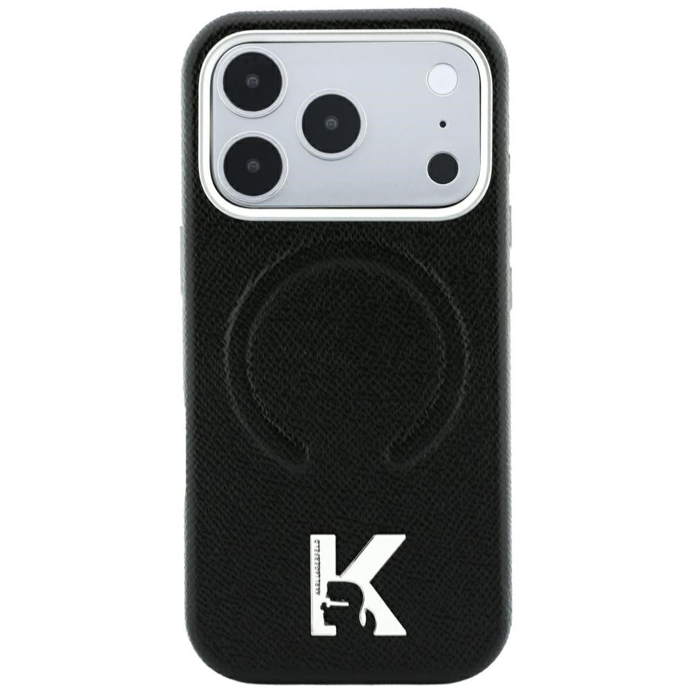 MagSafe-Hülle für Apple iPhone 18 Pro / 17 Pro, Karl Lagerfeld, geprägter Ring mit Körnung, Schwarz