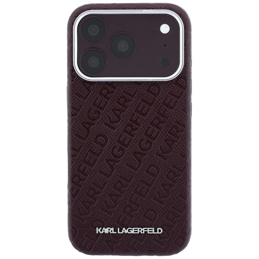 MagSafe-Hülle für Apple iPhone 18 Pro / 17 Pro, Karl Lagerfeld, geprägtes Metall-Logo, Weinrot