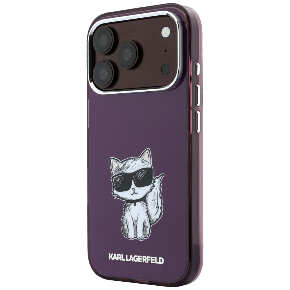 MagSafe-Hülle für Apple iPhone 18 Pro / 17 Pro, Karl Lagerfeld, HC IML Choupette Body Sketch Print, Weinrot