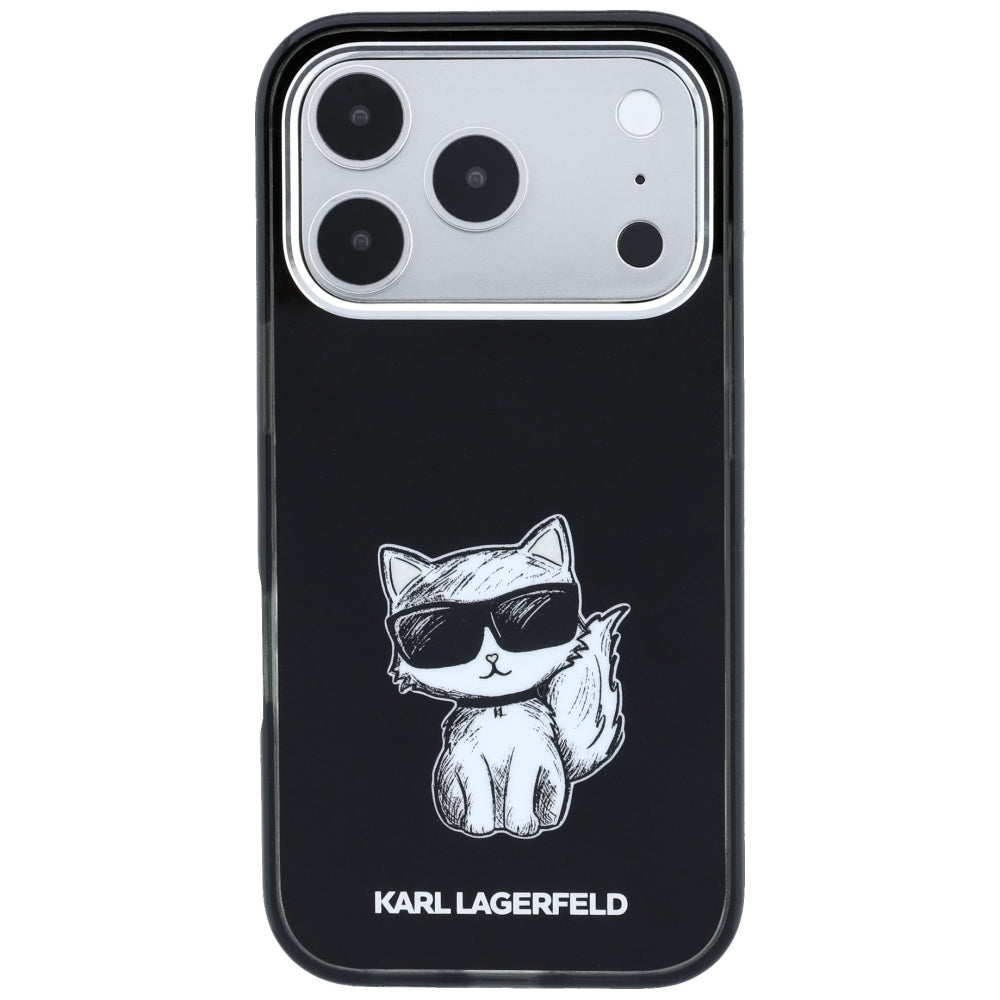 MagSafe-Hülle für Apple iPhone 18 Pro / 17 Pro, Karl Lagerfeld, IML Choupette Body Sketch Print, Schwarz