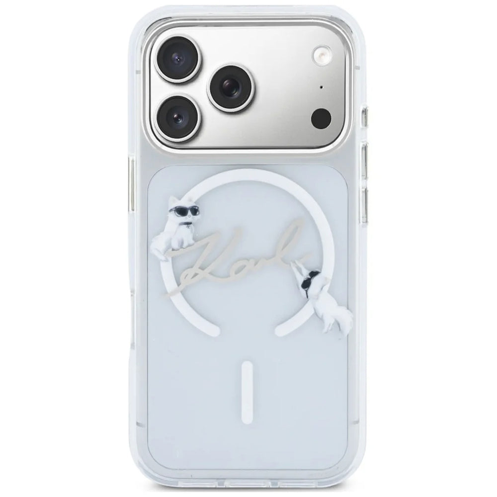 MagSafe-Hülle für Apple iPhone 18 Pro / 17 Pro, Karl Lagerfeld, IML Choupette Karl Script Logo, Transparent