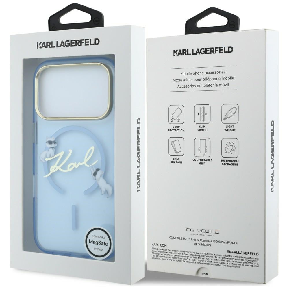 MagSafe-Hülle für Apple iPhone 18 Pro / 17 Pro, Karl Lagerfeld, IML Karl Script Logo, Blau