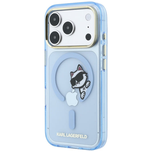 MagSafe-Hülle für Apple iPhone 18 Pro / 17 Pro, Karl Lagerfeld, IML Peekaboo Print und Metallrahmen, Blau
