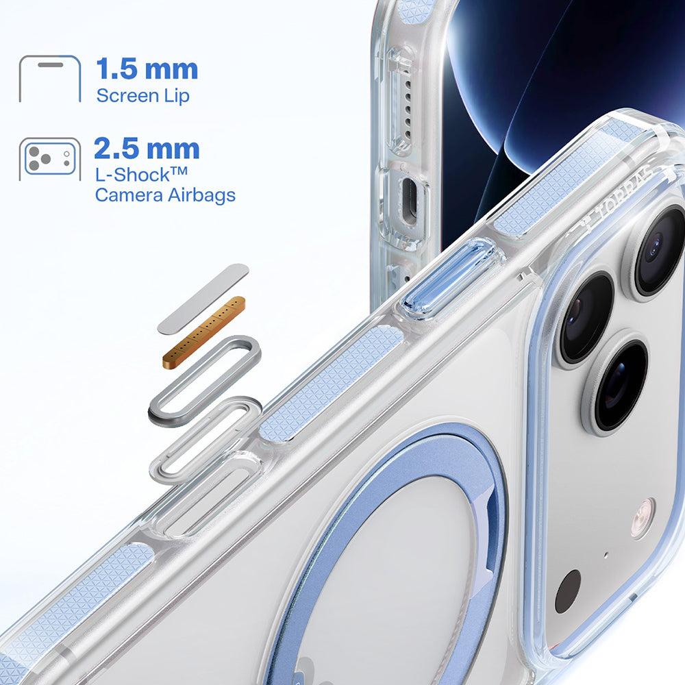 MagSafe-Hülle für Apple iPhone 18 Pro / 17 Pro, Torras, Ostand O3 Light, Blau