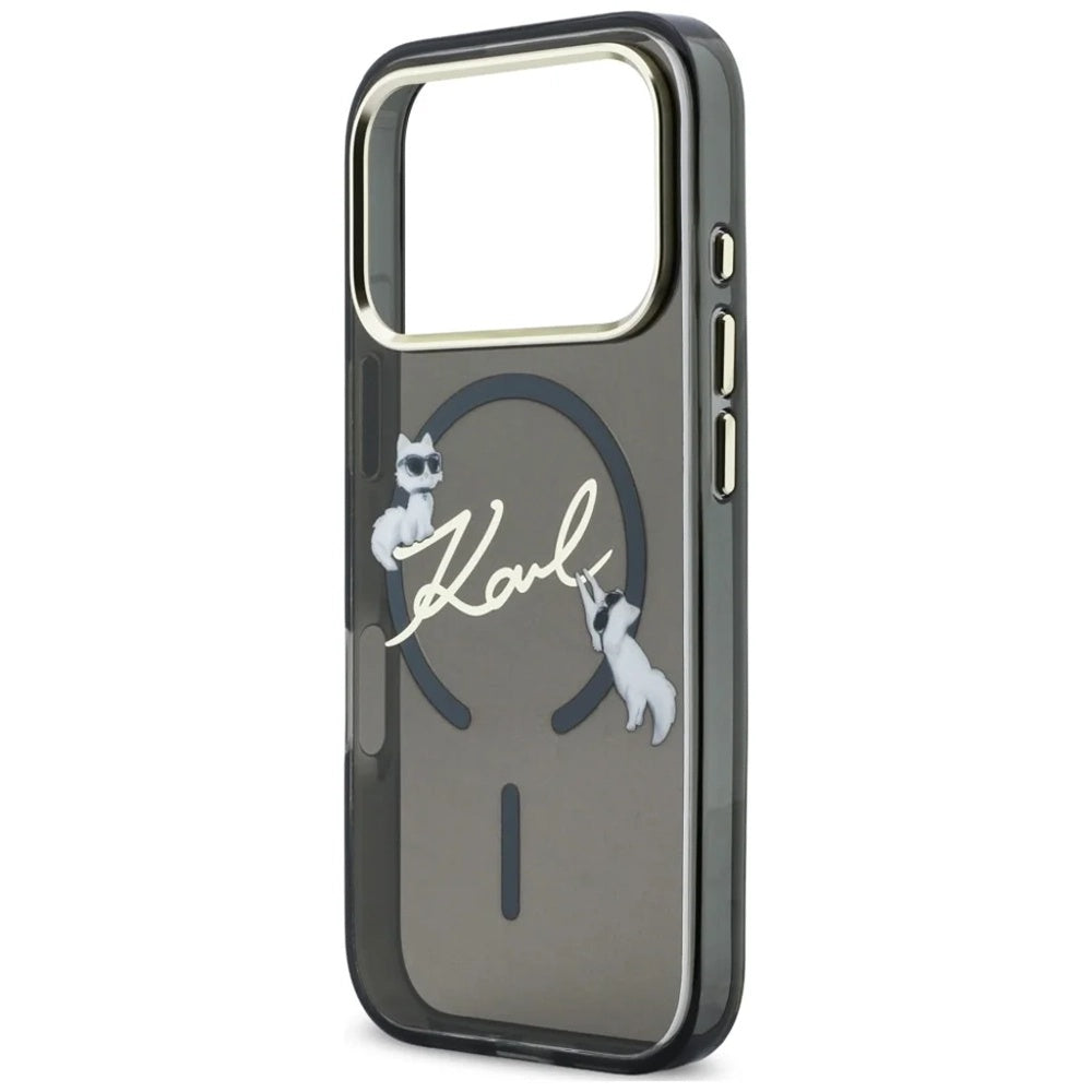 MagSafe-Hülle für Apple iPhone 18 Pro, Karl Lagerfeld, IML Choupette Karl Script Logo, Schwarz