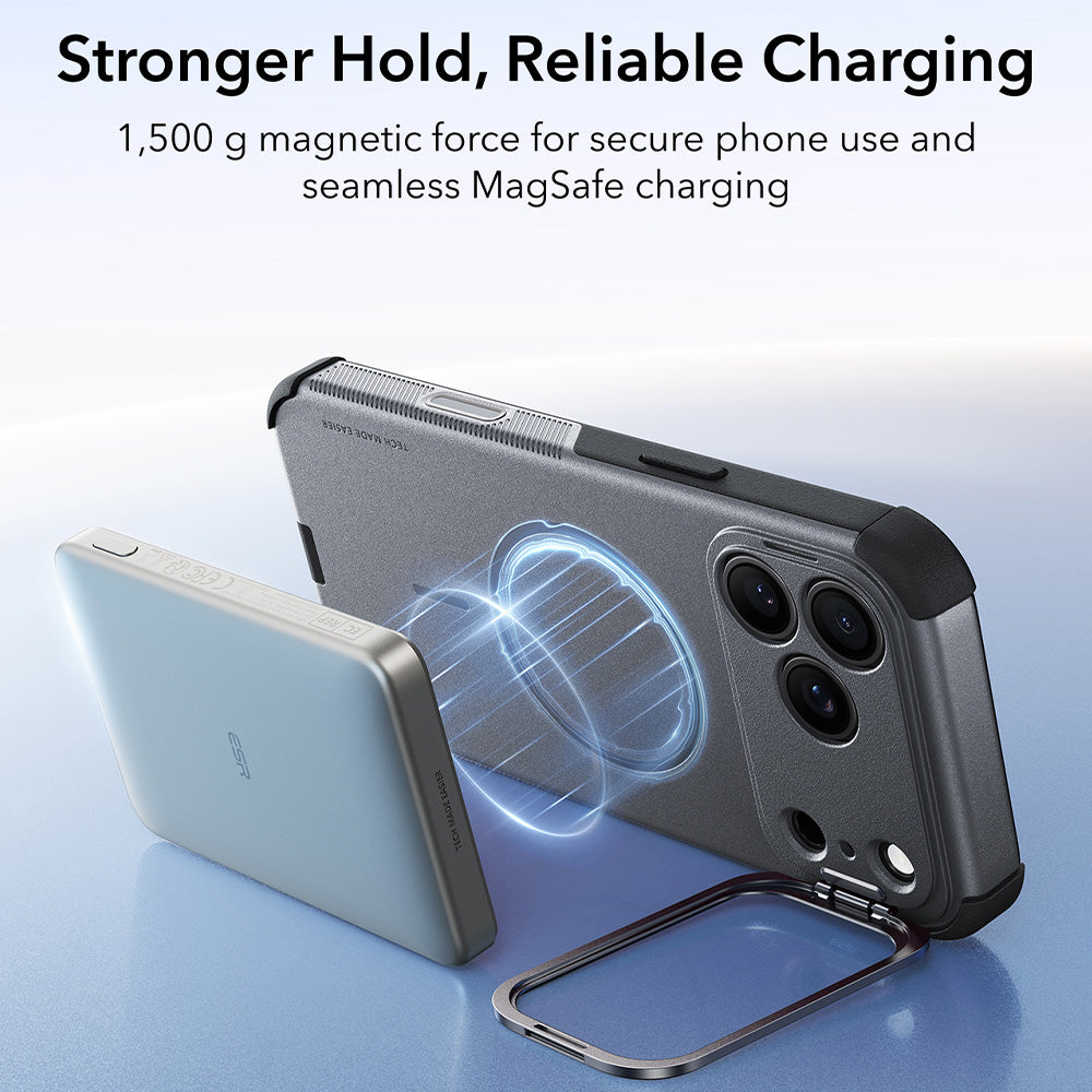 MagSafe-Hülle für Apple iPhone 18 Pro Max / 17 Pro Max, ESR, Cyber Armor Kickstand, Grau