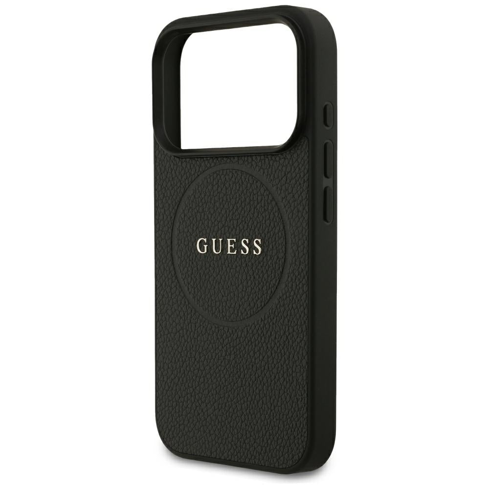 MagSafe Case for Apple iPhone 18 Pro Max / 17 Pro Max, Guess, Grained Gold Ring, Black