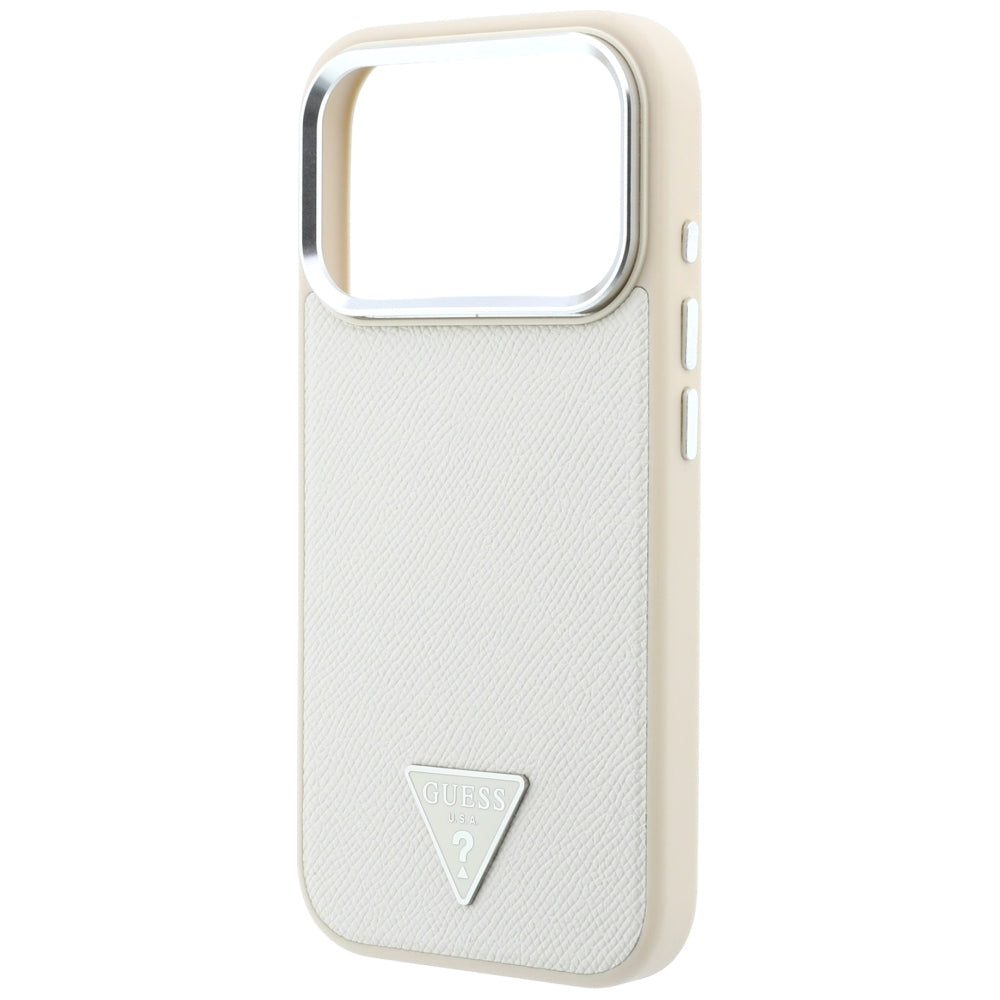 MagSafe-Hülle für Apple iPhone 18 Pro Max / 17 Pro Max, Guess, Geprägtes Dreieck-Logo, Beige