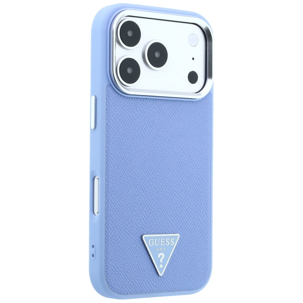 MagSafe-Hülle für Apple iPhone 18 Pro Max / 17 Pro Max, Guess, Geprägtes Dreieck-Logo, Blau