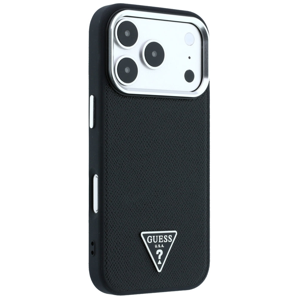 MagSafe-Hülle für Apple iPhone 18 Pro Max / 17 Pro Max, Guess, geprägtes Dreieck-Logo, Schwarz