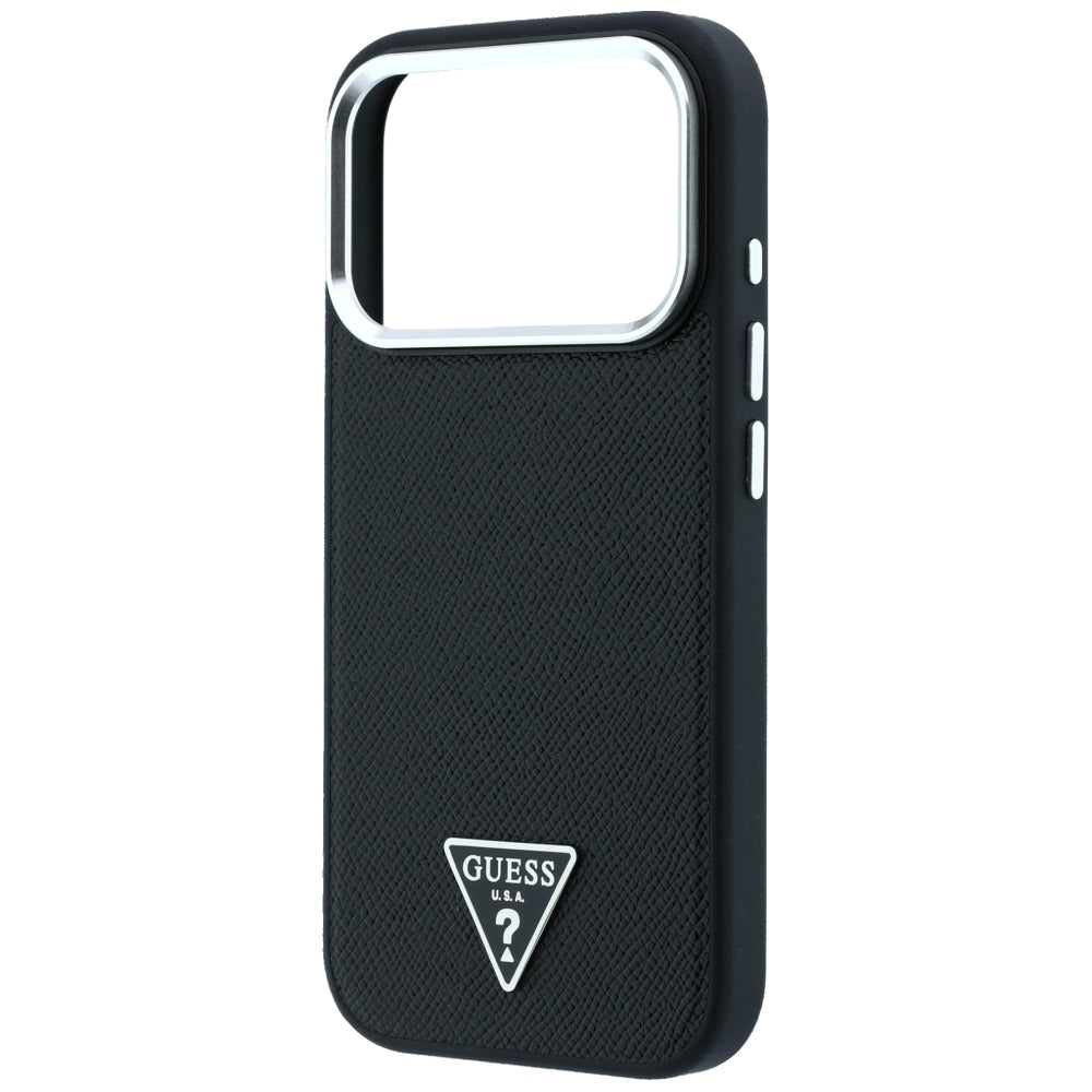 MagSafe-Hülle für Apple iPhone 18 Pro Max / 17 Pro Max, Guess, geprägtes Dreieck-Logo, Schwarz
