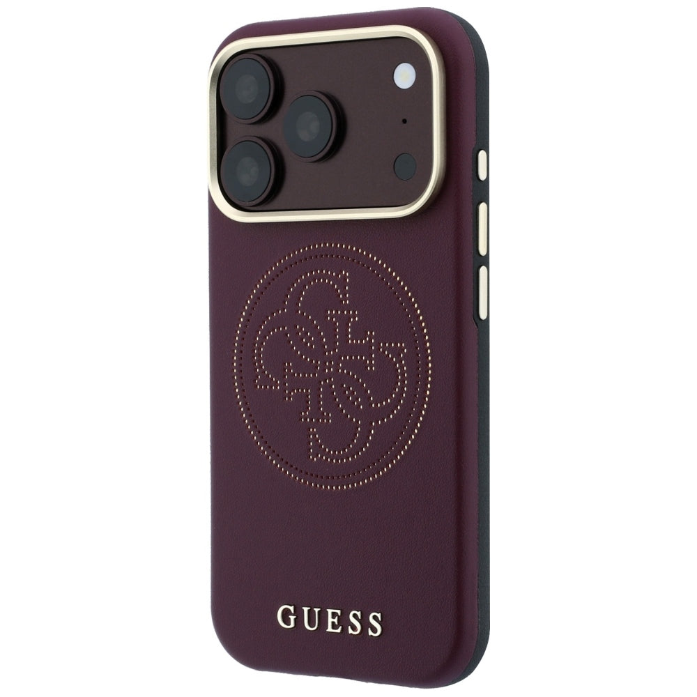 MagSafe-Hülle für Apple iPhone 18 Pro Max / 17 Pro Max, Guess, Perforiert 4G, Weinrot