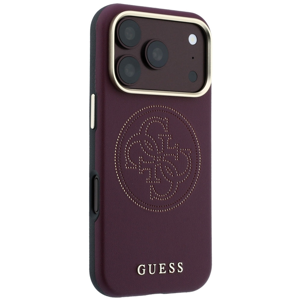 MagSafe-Hülle für Apple iPhone 18 Pro Max / 17 Pro Max, Guess, Perforiert 4G, Weinrot
