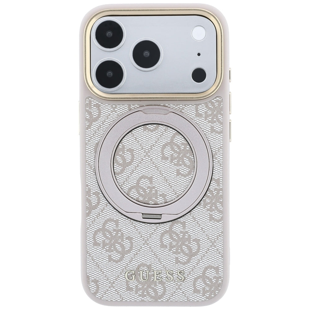 MagSafe-Hülle für Apple iPhone 18 Pro Max / 17 Pro Max, Guess, Ring Stand Classic Logo, Rosa