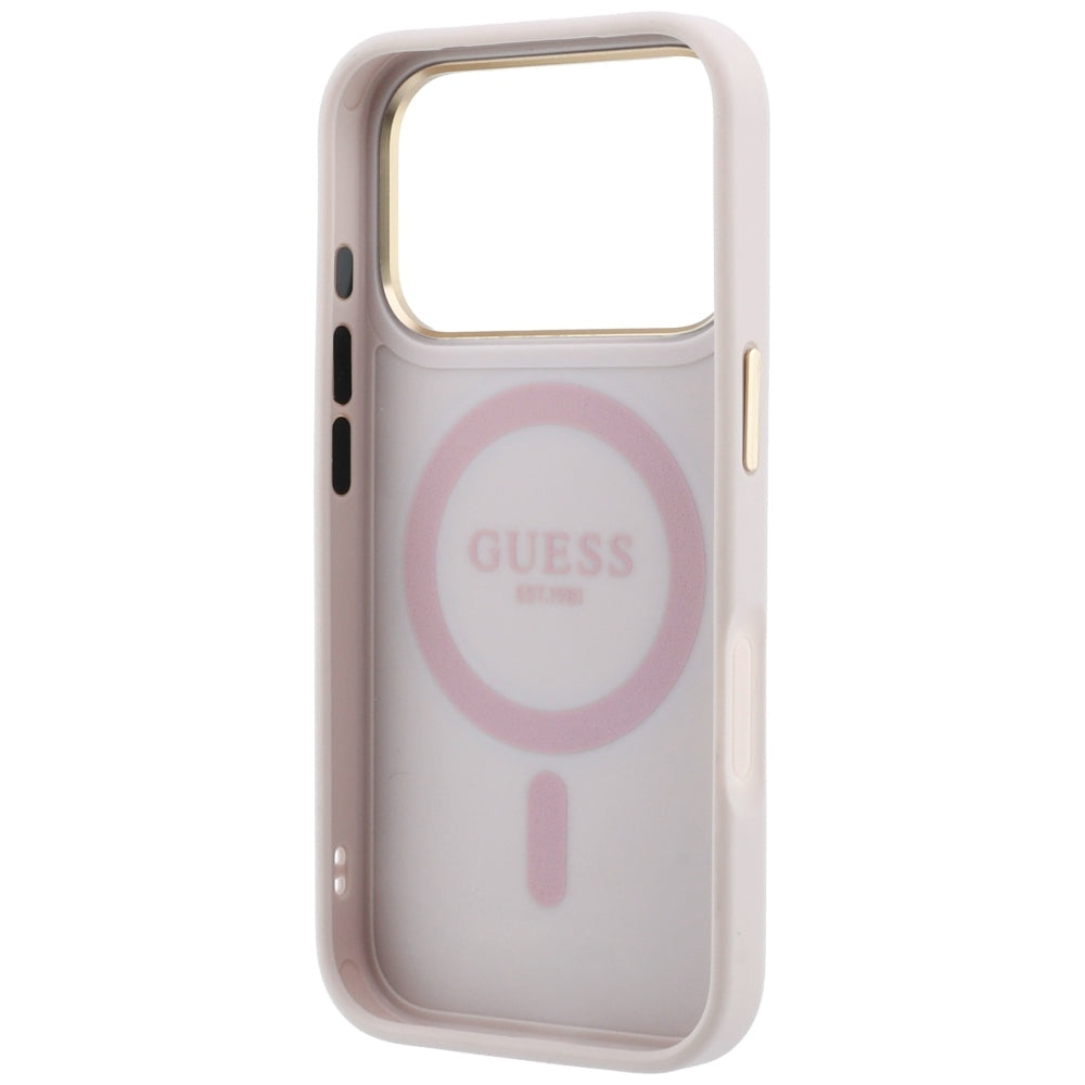 MagSafe-Hülle für Apple iPhone 18 Pro Max / 17 Pro Max, Guess, Ring Stand Classic Logo, Rosa