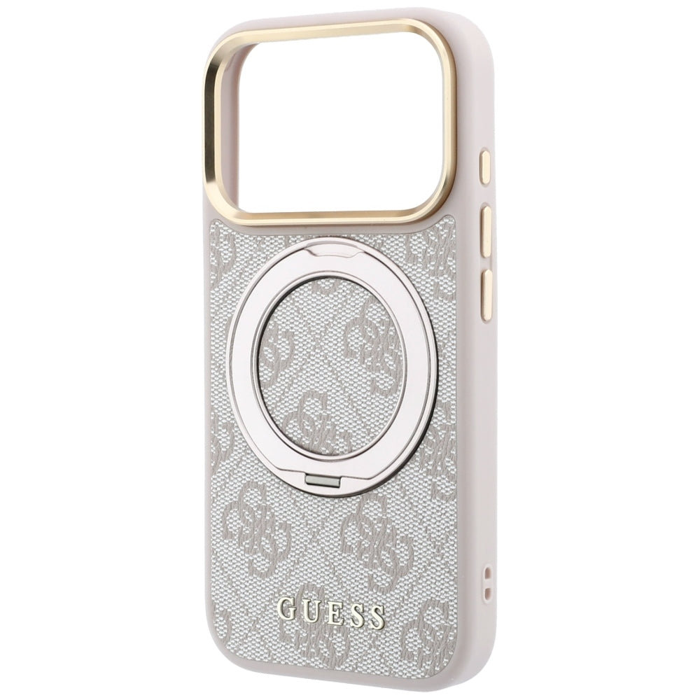 MagSafe-Hülle für Apple iPhone 18 Pro Max / 17 Pro Max, Guess, Ring Stand Classic Logo, Rosa