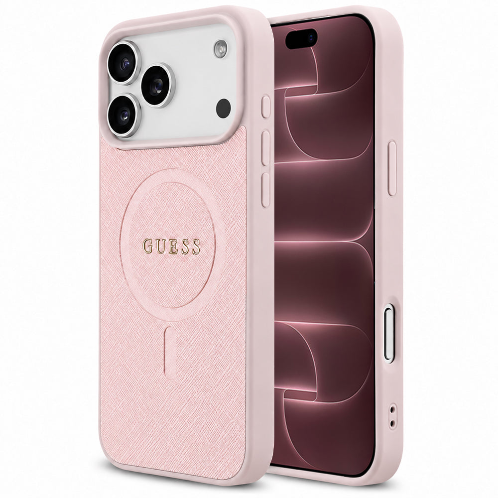 MagSafe-Hülle für Apple iPhone 18 Pro Max / 17 Pro Max, Guess, Saffiano, Rosa