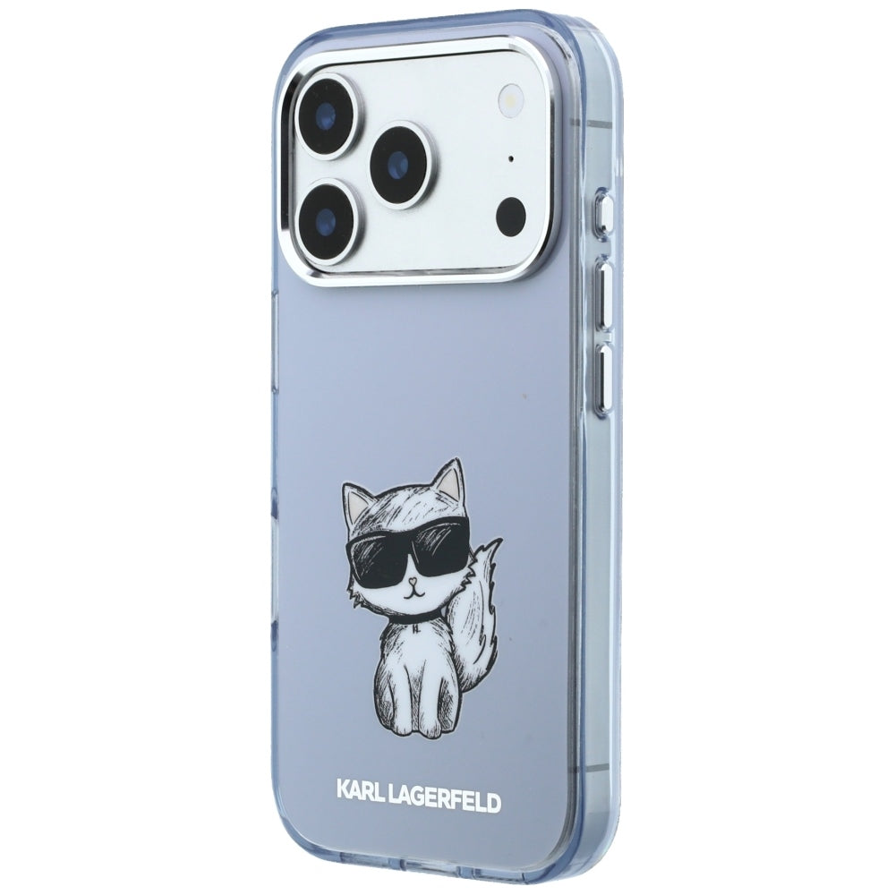 MagSafe-Hülle für Apple iPhone 18 Pro Max / 17 Pro Max, Karl Lagerfeld, IML Choupette Body Sketch Print, Blau