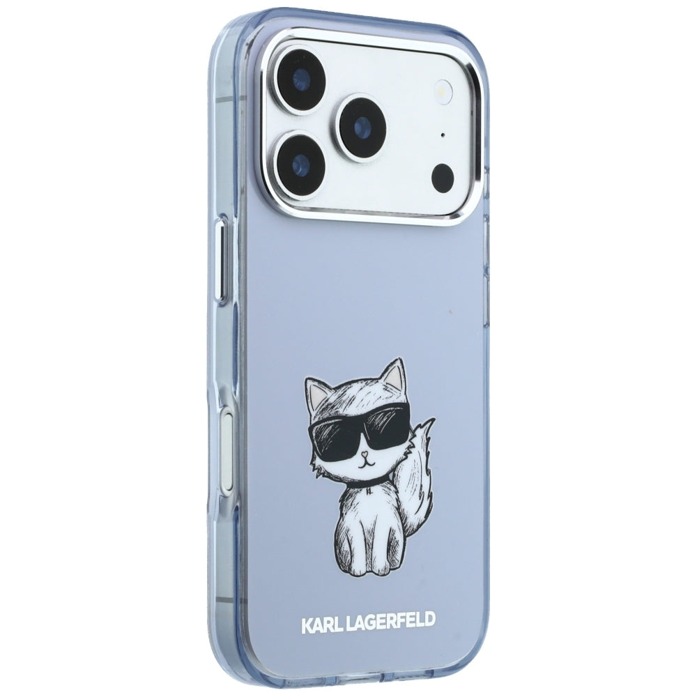 MagSafe-Hülle für Apple iPhone 18 Pro Max / 17 Pro Max, Karl Lagerfeld, IML Choupette Body Sketch Print, Blau