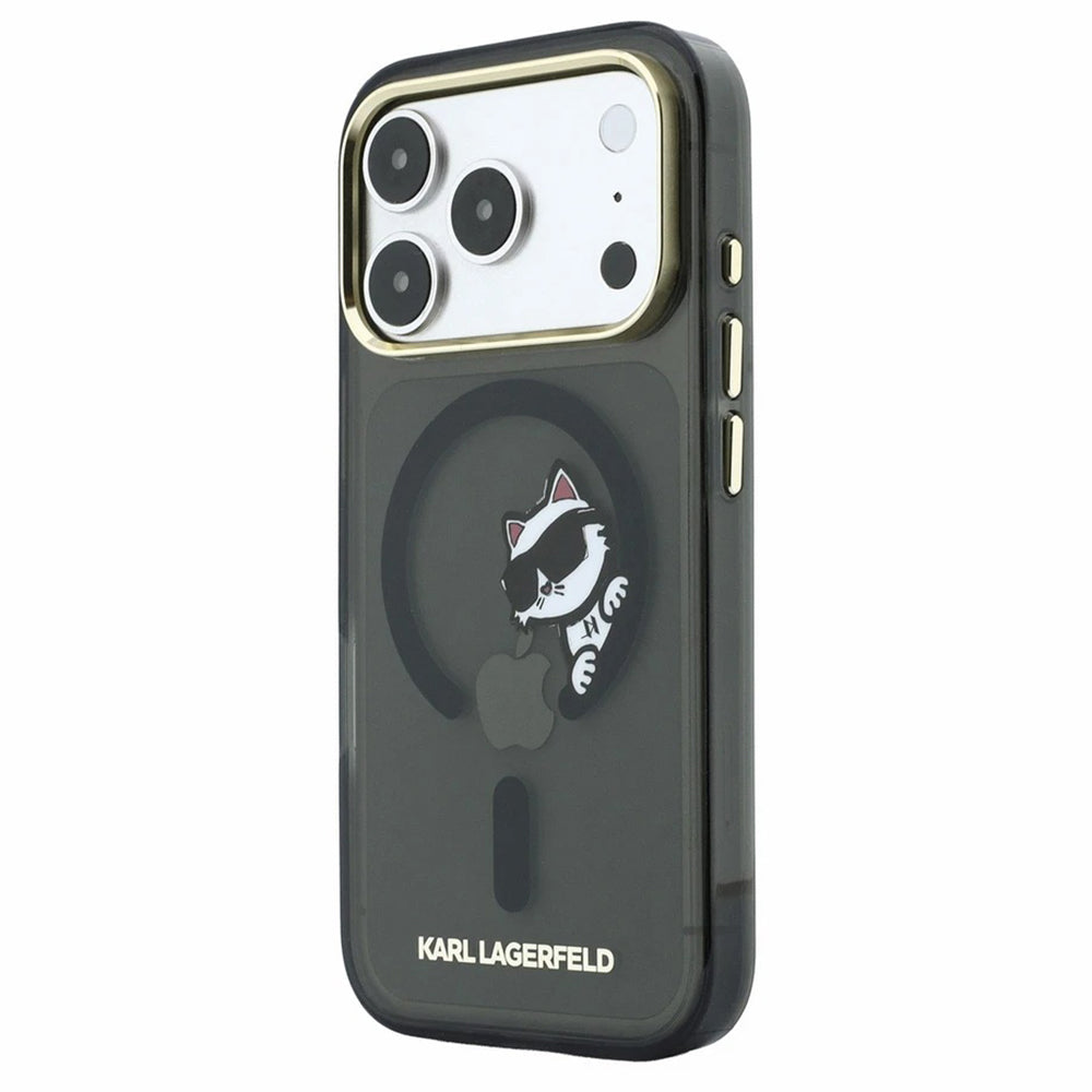 MagSafe-Hülle für Apple iPhone 18 Pro Max / 17 Pro Max, Karl Lagerfeld, IML Peekaboo Print und Metallrahmen, Schwarz