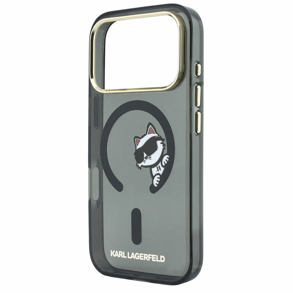 MagSafe-Hülle für Apple iPhone 18 Pro Max / 17 Pro Max, Karl Lagerfeld, IML Peekaboo Print und Metallrahmen, Schwarz