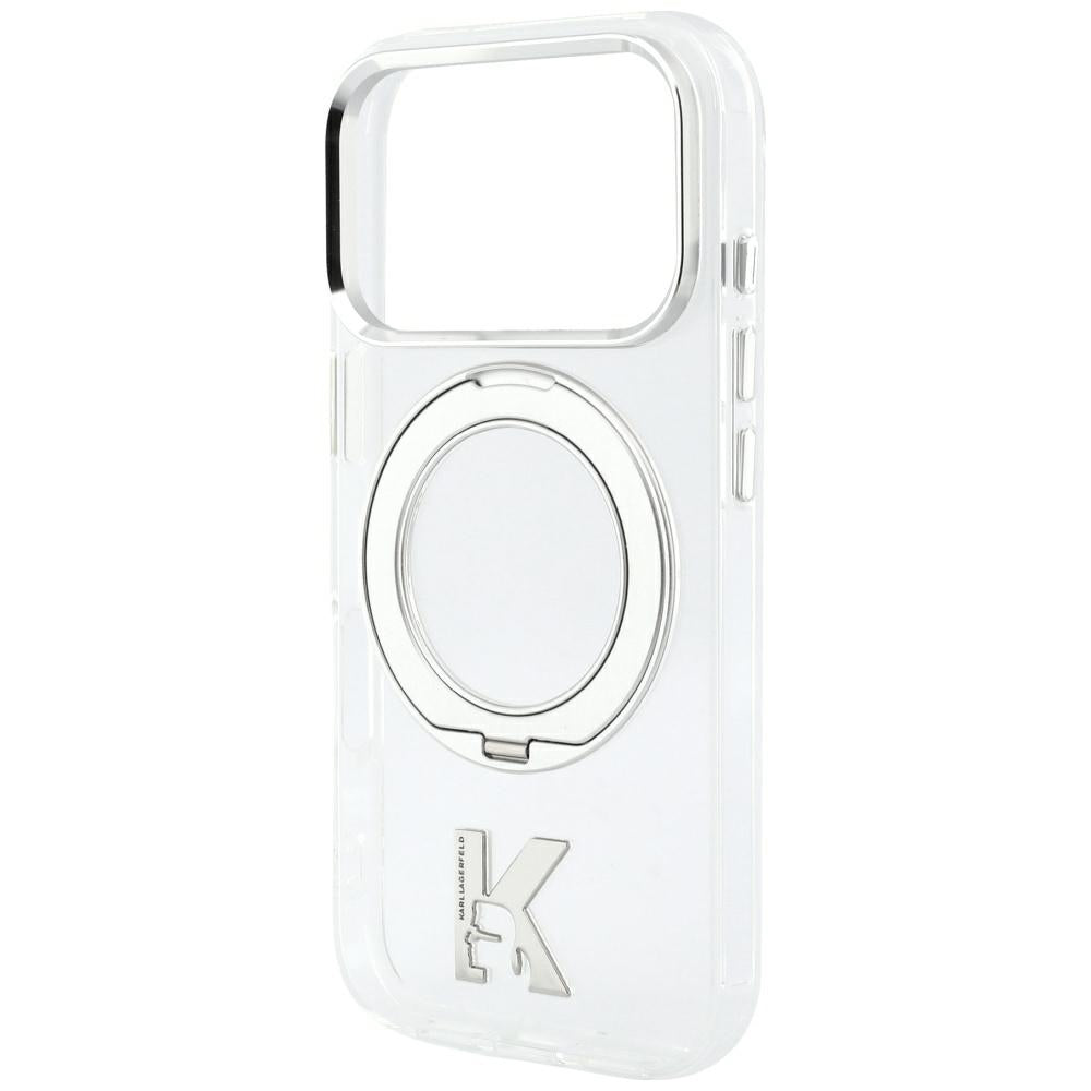 MagSafe-Hülle für Apple iPhone 18 Pro Max / 17 Pro Max, Karl Lagerfeld, IML Ring Stand Kameo Metall, Transparent