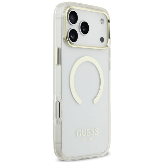 MagSafe-Hülle für Apple iPhone 18 Pro Max, Guess, Metal Outline, Gold