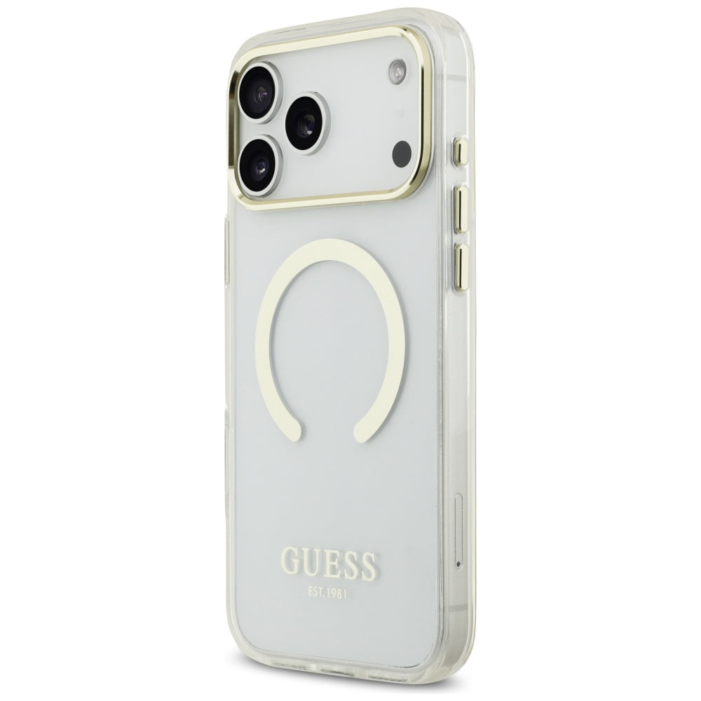 MagSafe-Hülle für Apple iPhone 18 Pro Max, Guess, Metal Outline, Gold