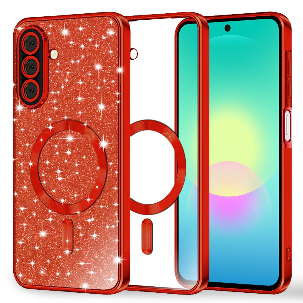 MagSafe-Hülle für Samsung Galaxy A27 5G, Techsuit, Luxury Glitter, Rot