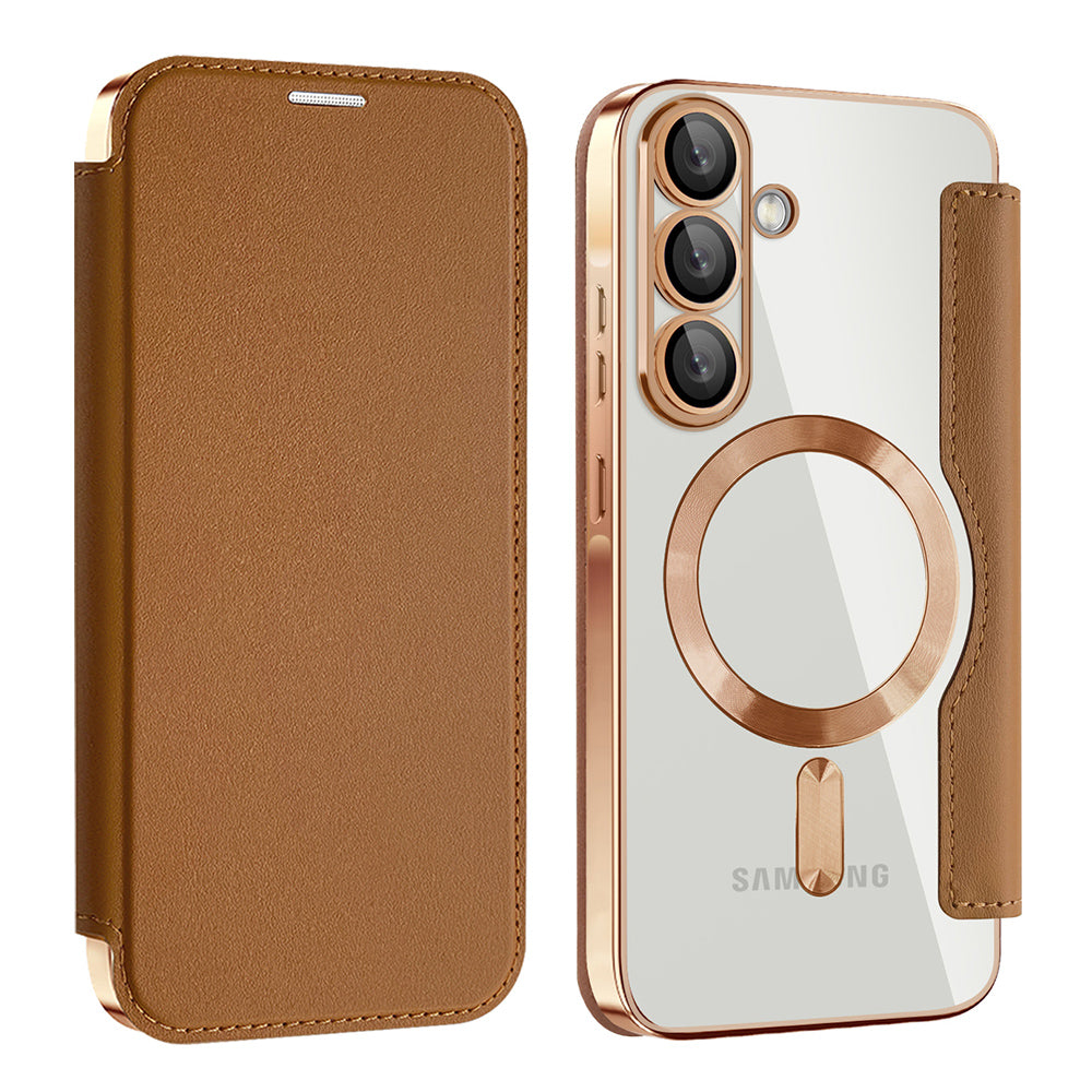 MagSafe Hülle für Samsung Galaxy A37 5G, Techsuit, SmartMag Book, Braun